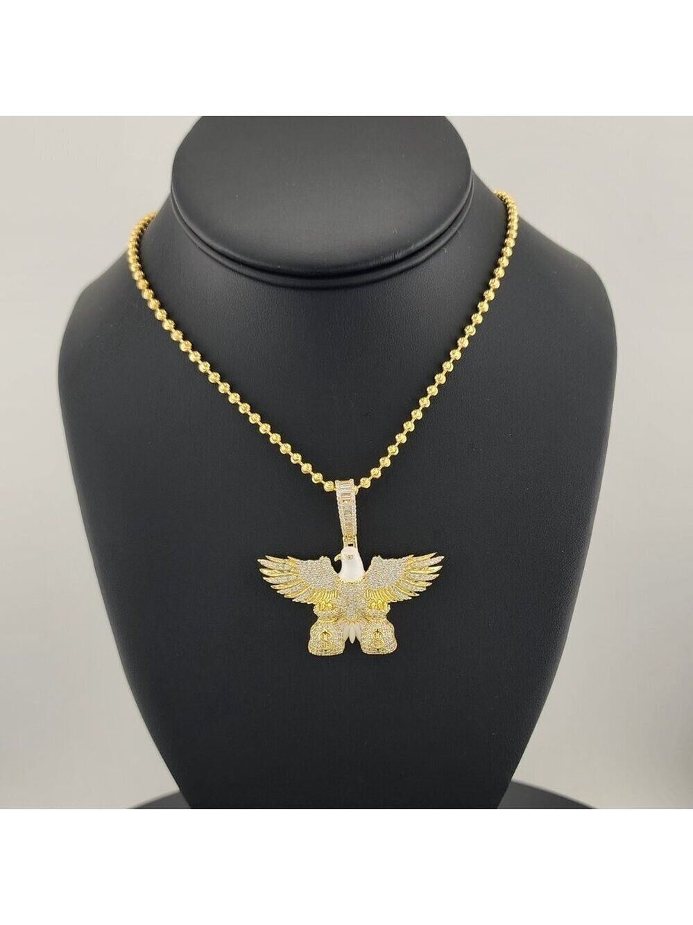 Sterling Silver 925 Flying Eagle Necklace with Two Money Bags – Bold & Symbolic